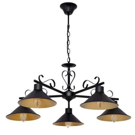 Lámpara de techo Azalea con 5 casquillos E27 74x74cm negro/oro - 1