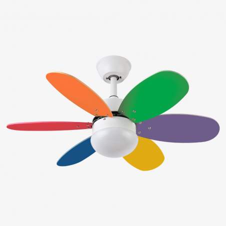 Ventilador de techo Dc Alves 2xe27 Blanco Con 6 Aspas Reversibles Pastel/Intenso - 1