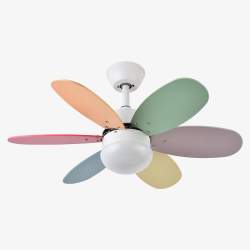Ventilador de techo Dc Alves 2xe27 Blanco Con 6 Aspas Reversibles Pastel/Intenso - 2