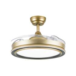 Ventilador de techo led Dc Picolo Oro Negro 72w con 3 Aspas desplegables transparentes