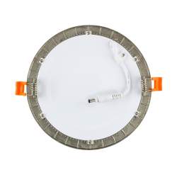 Candeeiro de tecto LED redondo plano prateado 12W