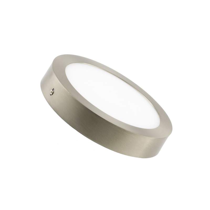 Candeeiro de tecto LED 18 W de superfície redonda prateada