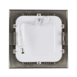 Candeeiro de tecto LED plana de 6 W quadrada prateada