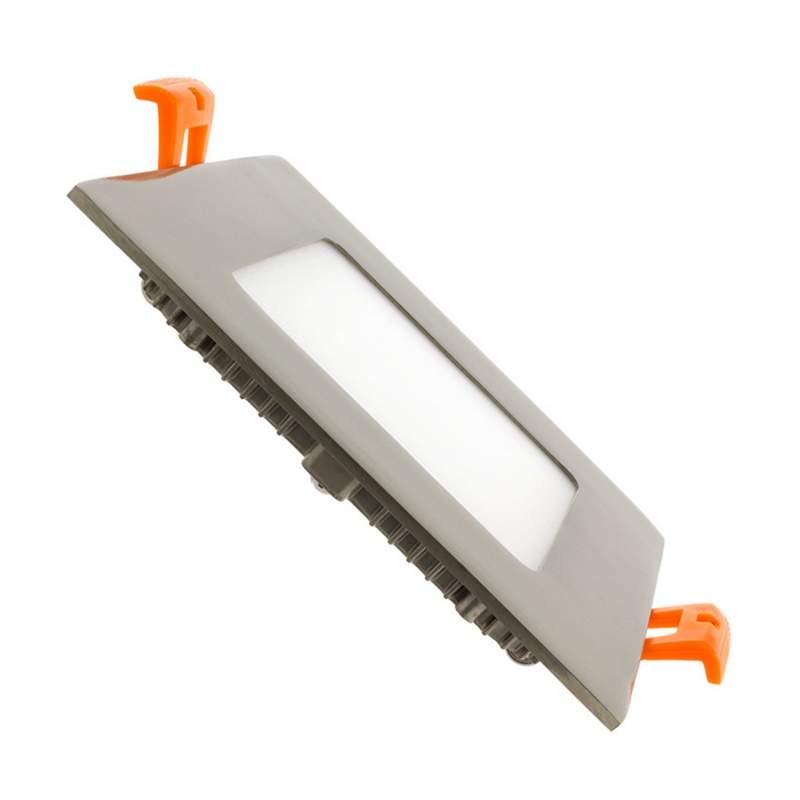 Candeeiro de tecto LED plana de 6 W quadrada prateada