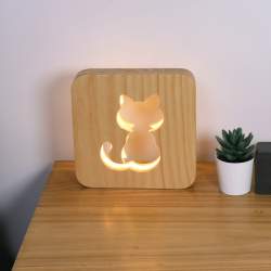 Lampara mesa CAT madera natural