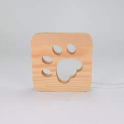 Lâmpada de mesa DOG de madeira natural