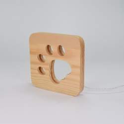 Lâmpada de mesa DOG de madeira natural