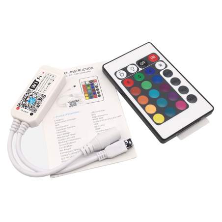 Controlador LED RGB Controle WIFI e controle 24 botões Fita LED 12-24V