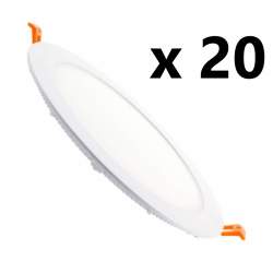 Pacote 20 unidades downlight led plano 18W redondo branco