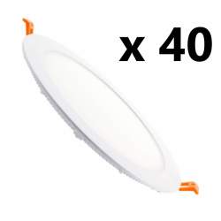 Pacote 40 unidades downlight led plano 18W redondo branco