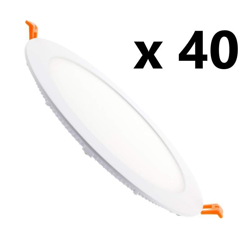 Pacote 40 unidades downlight led plano 18W redondo branco