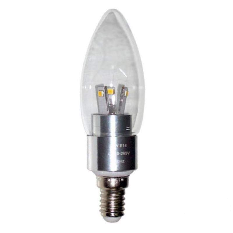 Lâmpada led vela transparente 3w casquilho E14