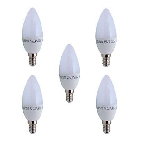 Lâmpada E14-Pack de 5 lâmpadas de vela led 5w E-14 neutro - 1