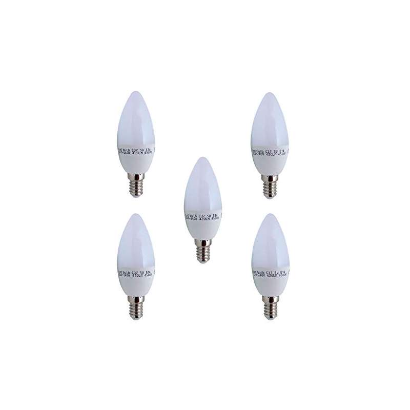 Lâmpada E14-Pack de 5 lâmpadas de vela led 5w E-14 quente - 1