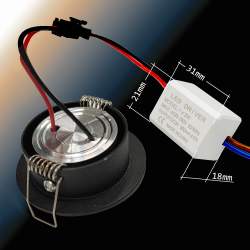 Candeeiro de tecto LED 3W MINILED preto