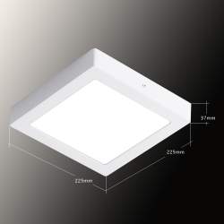 Candeeiro tecto LED de superfície quadrada branca 18W