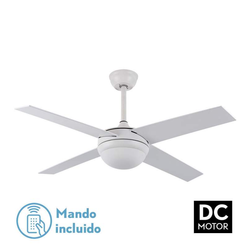 Ventilador de techo Dc Ciro Blanco 2 casquillos E27 con 4 Aspas Reversibles Blancas