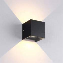 LUZ DE PAREDE MERCURY PRETO 6W ILUMINAÇÃO DUPLA FACE