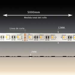 Fita LED 5m 24V DC 60LED/m IP20 RGBWW 12MM