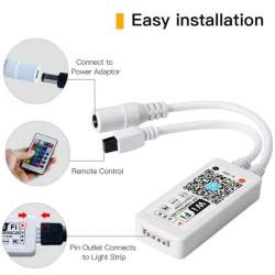 Controlador LED RGB Controle WIFI e controle 24 botões Fita LED 12-24V
