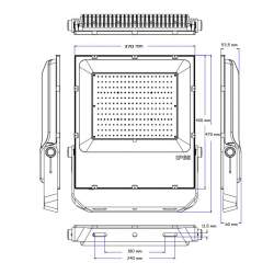 Projetor LED regulável fino de 200 W LUMILEDS