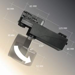 Luz Da Trilha Led 3 Fases 15W CAMBRIDGE Preto Regulável