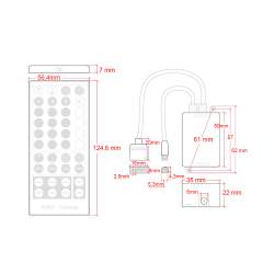 Controlador LED RGBW Controle Remoto IR 40 botões Fita LED 12/24V