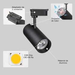 Luz Da Trilha Led monofásico PACIFIC 30W Epistar Preto - 7