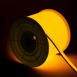 Tira Neón LED 7.5 W/m Amarillo Regulable 220V AC 120 LED/m Semicircular 180º
