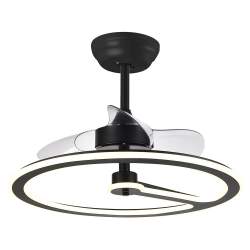 Ventilador de techo led 110w Dc Chom Negro con 3 Aspas Transparentes
