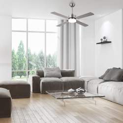 Ventilador de techo led 18w Dc Hupe Niquel 4 Aspas Reversibles