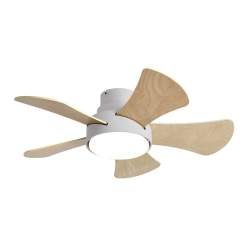 Ventilador de techo led 25w Dc Blanco Gregario 5 Aspas Reversibles Blanca/haya