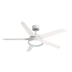 Ventilador de techo led 25w Dc Blanco Lebeche con 5 Aspas Reversibles Blanca/haya
