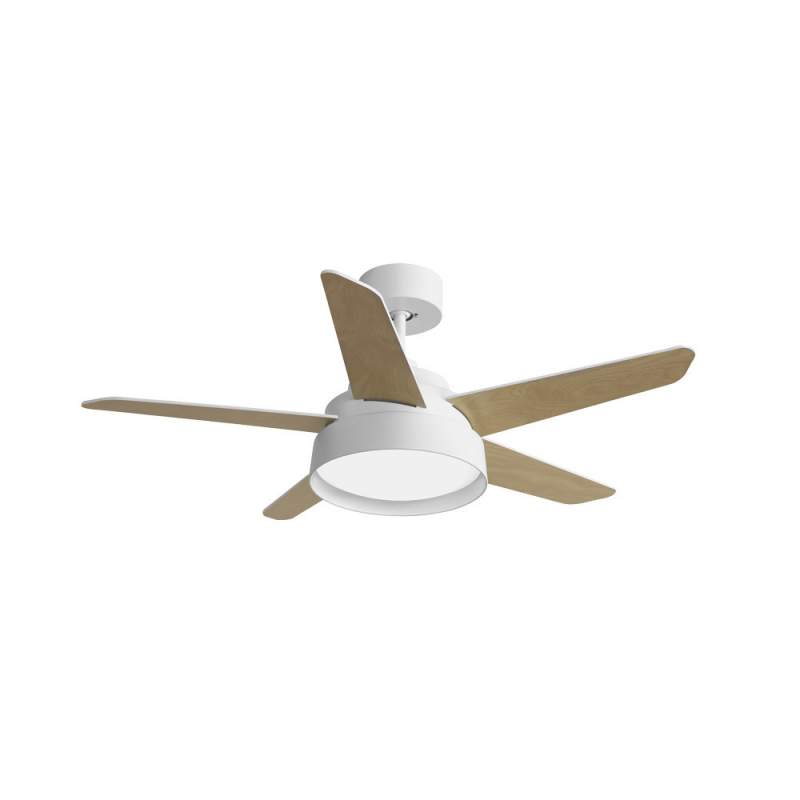 Ventilador de techo led 25w Dc Blanco Lebeche con 5 Aspas Reversibles Blanca/haya