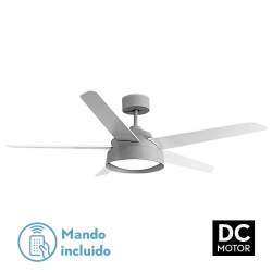 Ventilador de techo led 25w Dc Gris Lebeche con 5 Aspas Reversibles Blanca/haya
