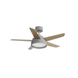 Ventilador de techo led 25w Dc Gris Lebeche con 5 Aspas Reversibles Blanca/haya
