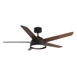 Ventilador de techo led 25w Dc Marron Lebeche con 5 Aspas Reversibles Nogal/roble