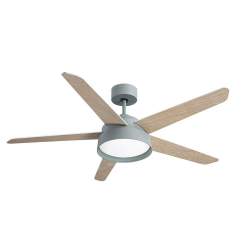 Ventilador de techo led 25w Dc Verde Lebeche con 5 Aspas Reversibles Blanca/haya