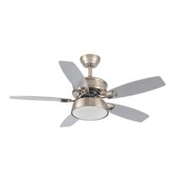 Ventilador de techo led 30w Dc Braw Niquel con 5 Aspas reversibles Plata/haya