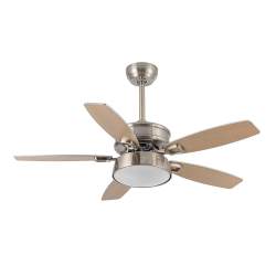 Ventilador de techo led 30w Dc Braw Niquel con 5 Aspas reversibles Plata/haya