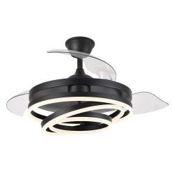 Ventilador de techo led 72w Dc Kai Negro con 3 Aspas Transparentes