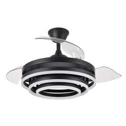Ventilador de techo led 72w Dc Kai Negro con 3 Aspas Transparentes