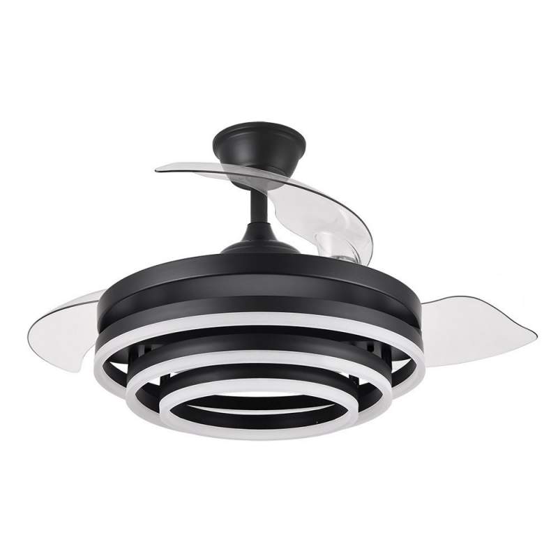 Ventilador de techo led 72w Dc Kai Negro con 3 Aspas Transparentes