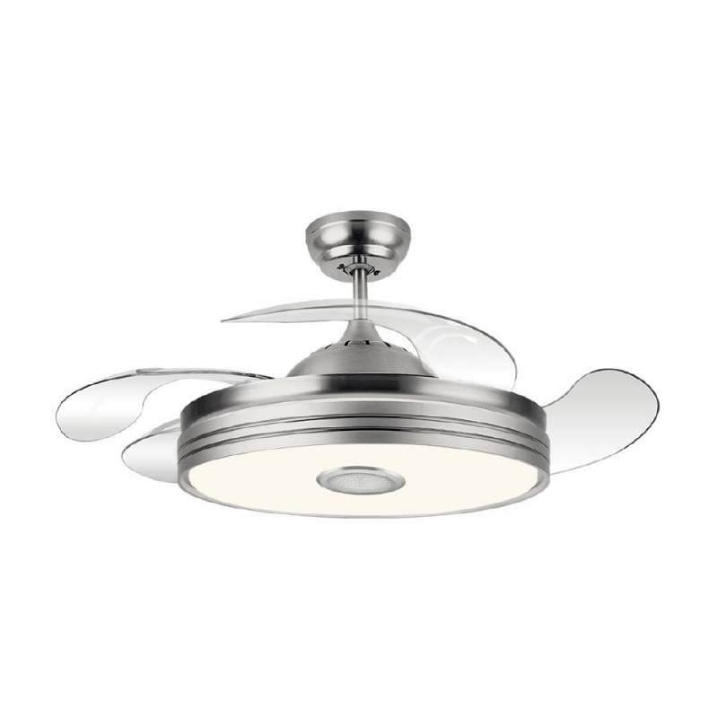 Ventilador 72W Dc Matanuska Niquel con 4 Aspas desplegables transparentes