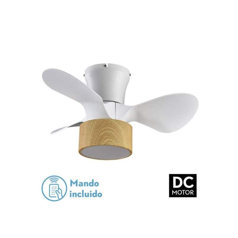 Ventilador de techo led DC 24w Kos Blanco/haya con 3 Aspas - 1