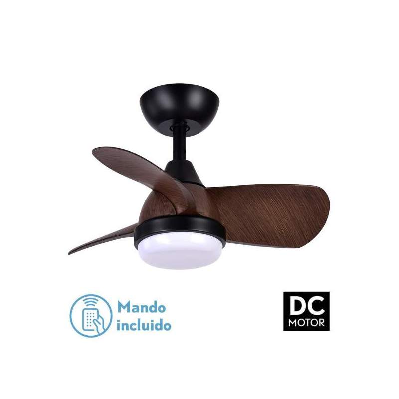 Ventilador de techo led Dc 24w Pirdo Negro/marron con 3 Aspas - 1