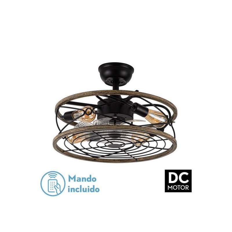 Ventilador de techo DC Arcadia Negro con 4 casquillos E27 y con 8 Aspas Transparentes - 1