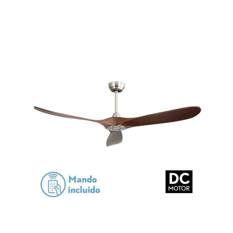 Ventilador de techo Dc Marin Niquel Sin Luz con 3 Aspas Roble - 1