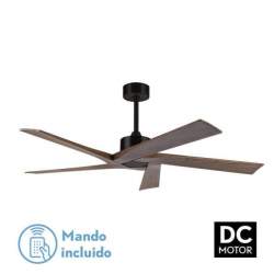 Ventilador de techo Dc Nadir Negro/nogal Sin Luz con 5 Aspas - 1
