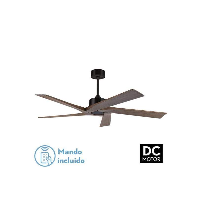 Ventilador de techo Dc Nadir Negro/nogal Sin Luz con 5 Aspas - 1
